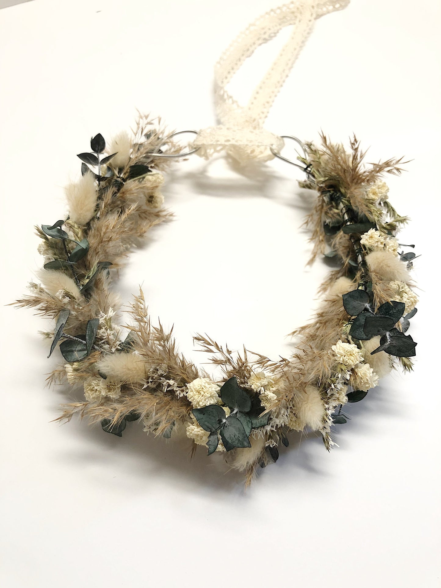 Head Wreath, Hair Comb, Natural Flowers, Head Decoration, Dried Flowers, Neutral, Cute, Bridal, Flower Girl, Photoshoot, Centerpiece, Cream