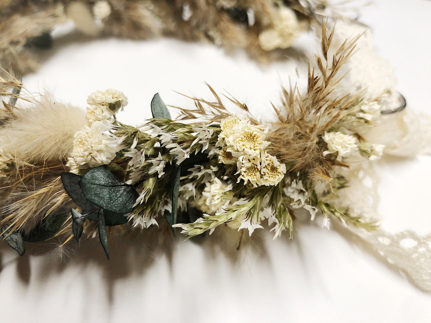 Head Wreath, Hair Comb, Natural Flowers, Head Decoration, Dried Flowers, Neutral, Cute, Bridal, Flower Girl, Photoshoot, Centerpiece, Cream