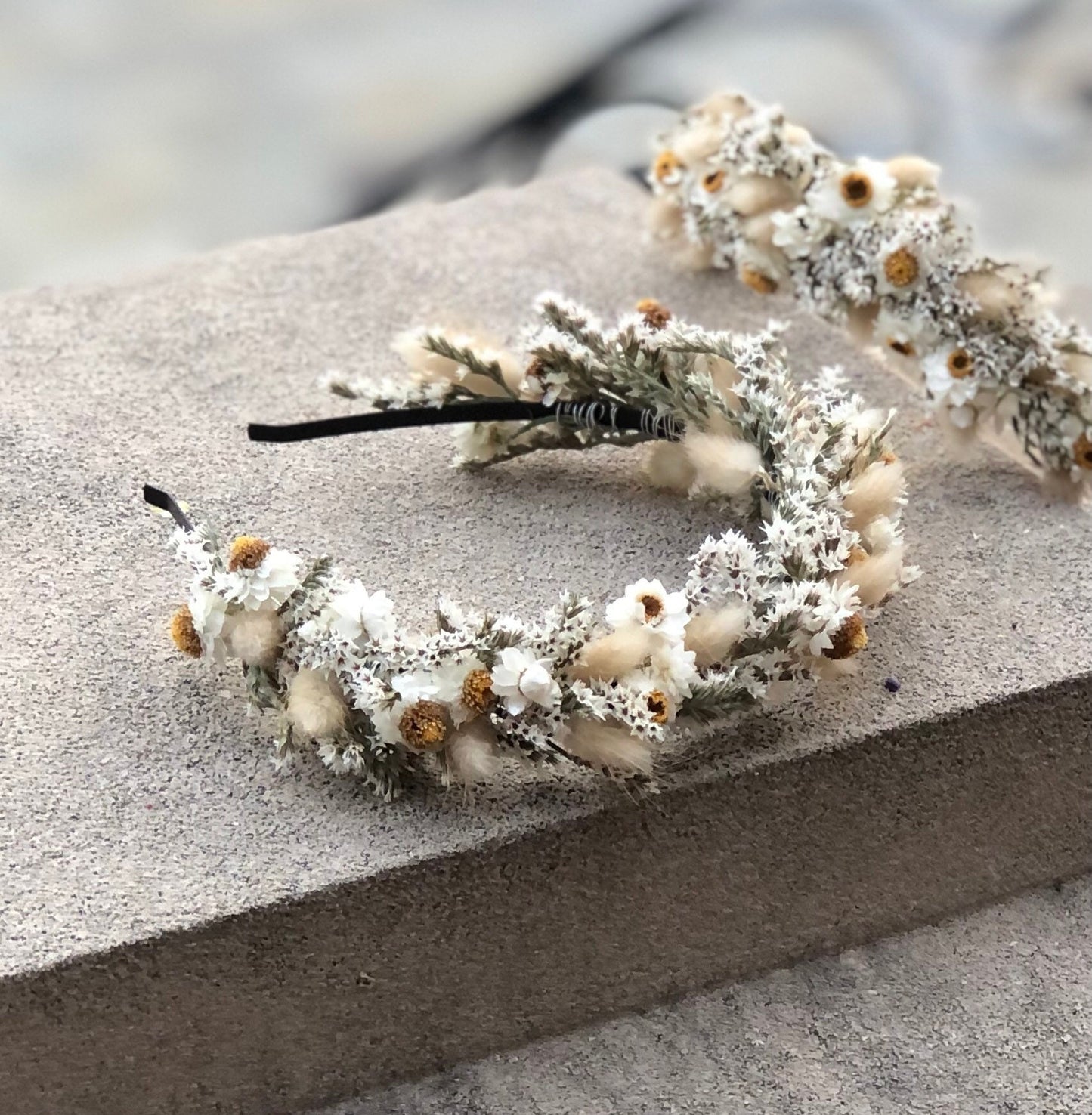 Wedding Head Wreath, Hairband, Crown, Halo, Boho, Wild Flower, Floral, Dried Flowers, Neutral, White, Cream, Photoshoot, Whimsical, Simple