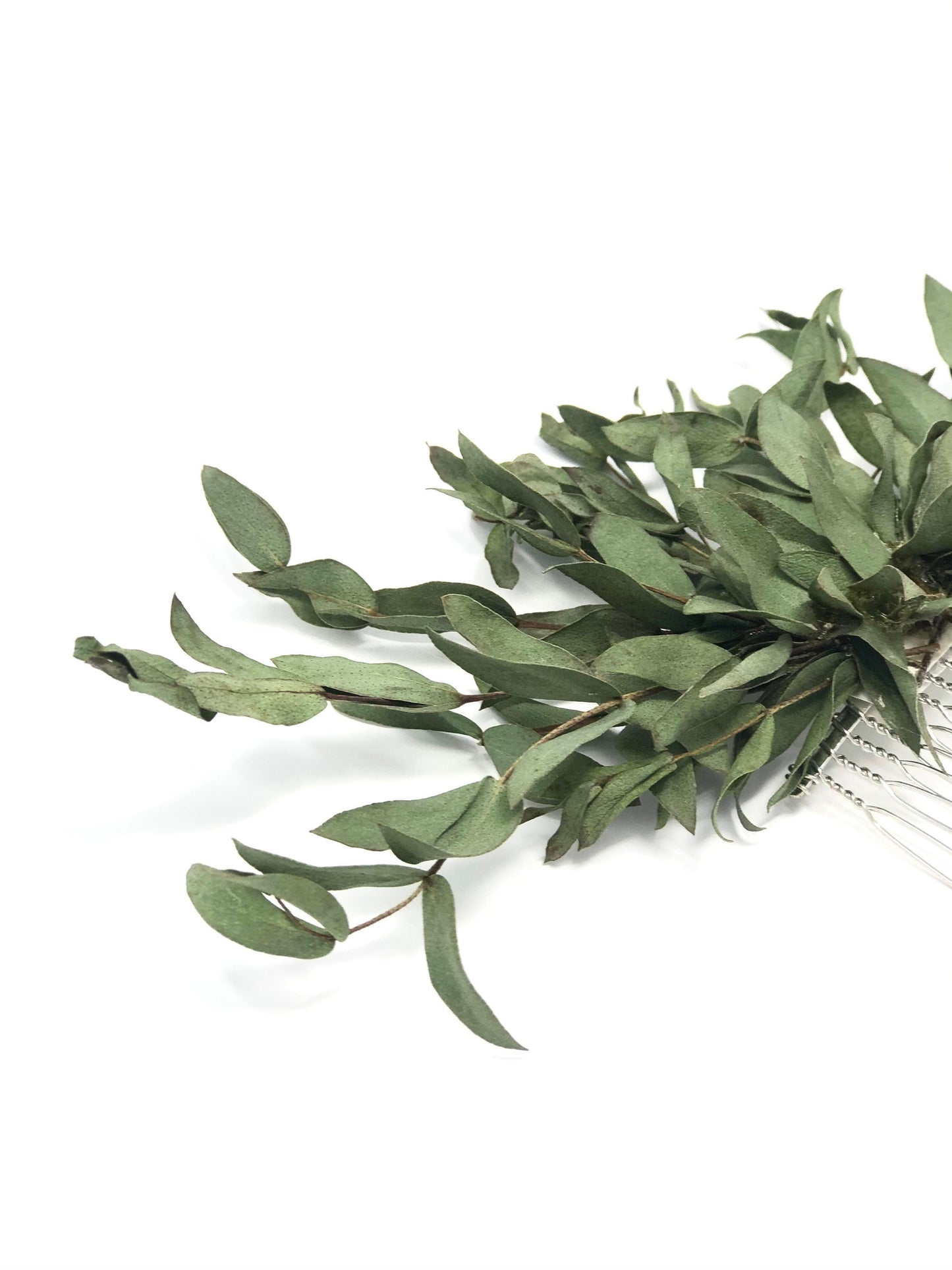 Greenery Hair Comb, Green wedding accessory with dried tear drop eucalyptus, Hair Pins, Preserved Flowers, Dried Floral Hair Clip