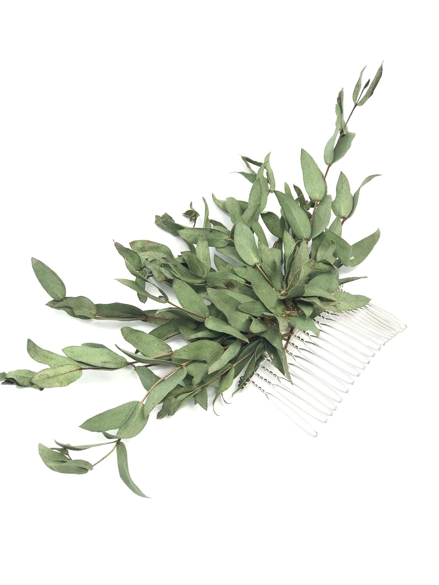Greenery Hair Comb, Green wedding accessory with dried tear drop eucalyptus, Hair Pins, Preserved Flowers, Dried Floral Hair Clip