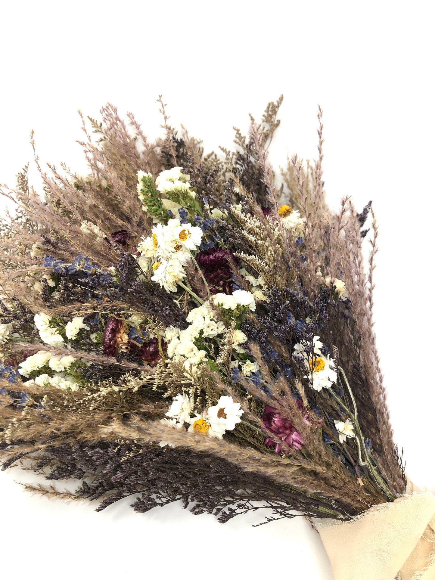 Wedding Bouquet, Dried Flowers, Beige, Brown, Purple, Fall, Wildflowers, Modern, Boho, Preserved, Floral, Pampas, Feather Grass