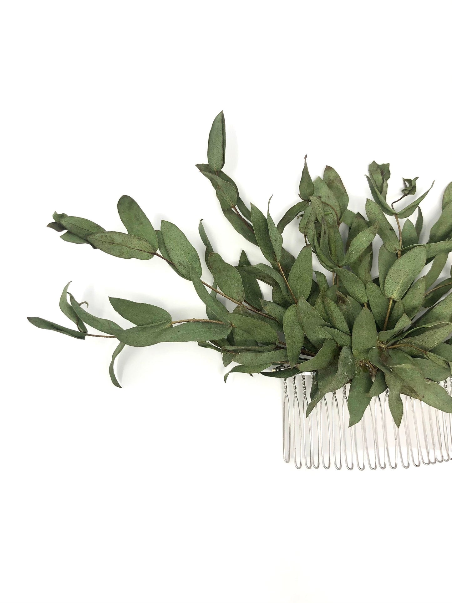 Greenery Hair Comb, Green wedding accessory with dried tear drop eucalyptus, Hair Pins, Preserved Flowers, Dried Floral Hair Clip