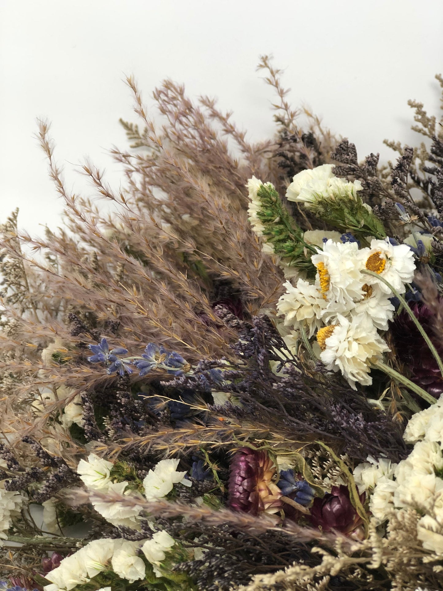 Wedding Bouquet, Dried Flowers, Beige, Brown, Purple, Fall, Wildflowers, Modern, Boho, Preserved, Floral, Pampas, Feather Grass