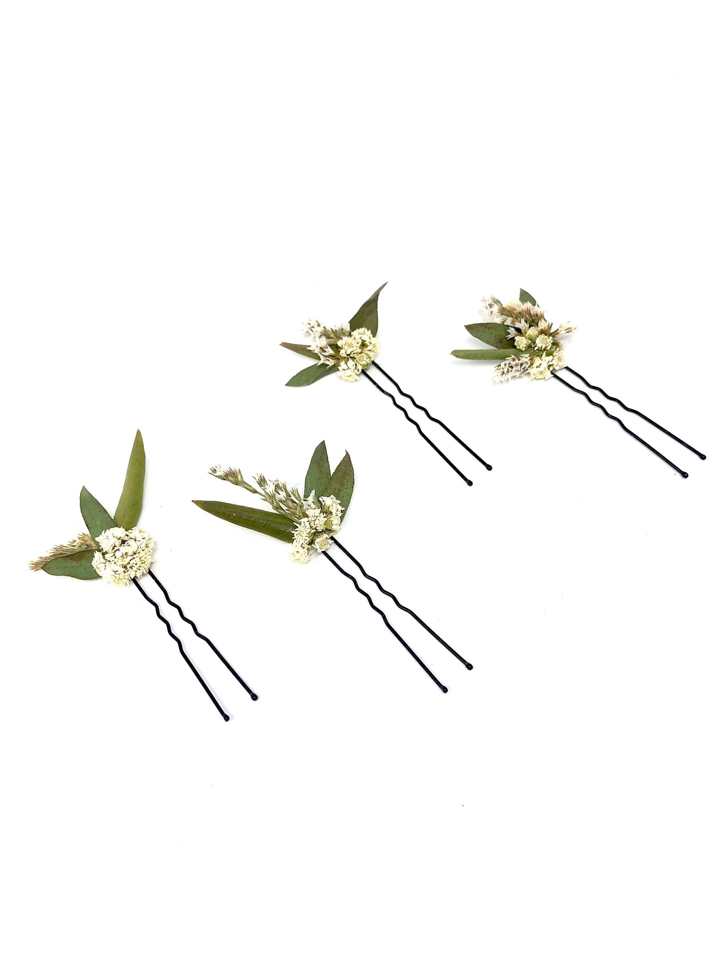 Green White Hair Pins, Wedding Hair, Dried Floral, Wedding Flowers, Preserved,Head Wreath, Hair Comb, Hair Clips, Whimsical, Forest, Simple