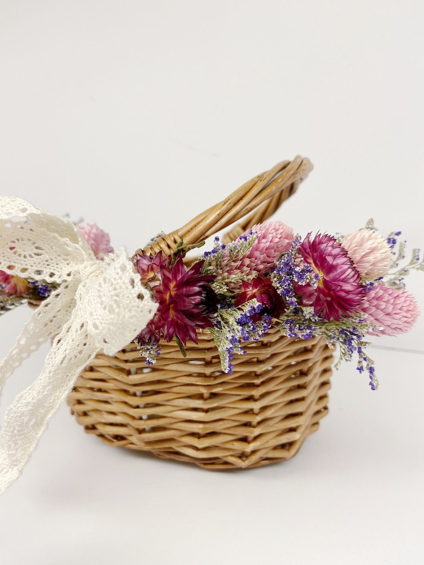 Flower Girl Basket, Wedding Basket, Wooden, Rose Petals, Dried Flowers, Preserved, Aisle Runner, Decorated Basket, Details, Floral, Bridal