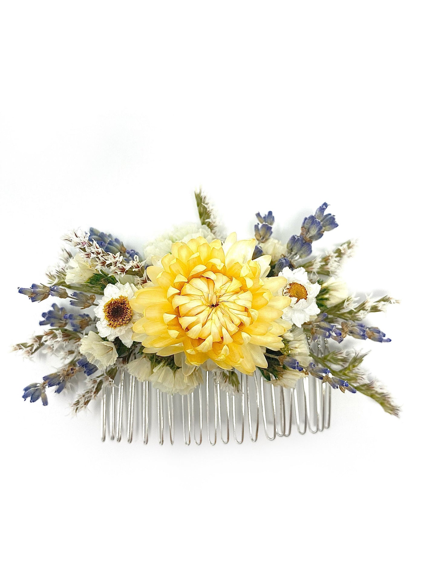 Hair Comb, Dried Flowers, Preserved Floral, Hair Accessories, Wedding Accessories, Strawflowers, Prom, Lavender, German Statice, Ammobium