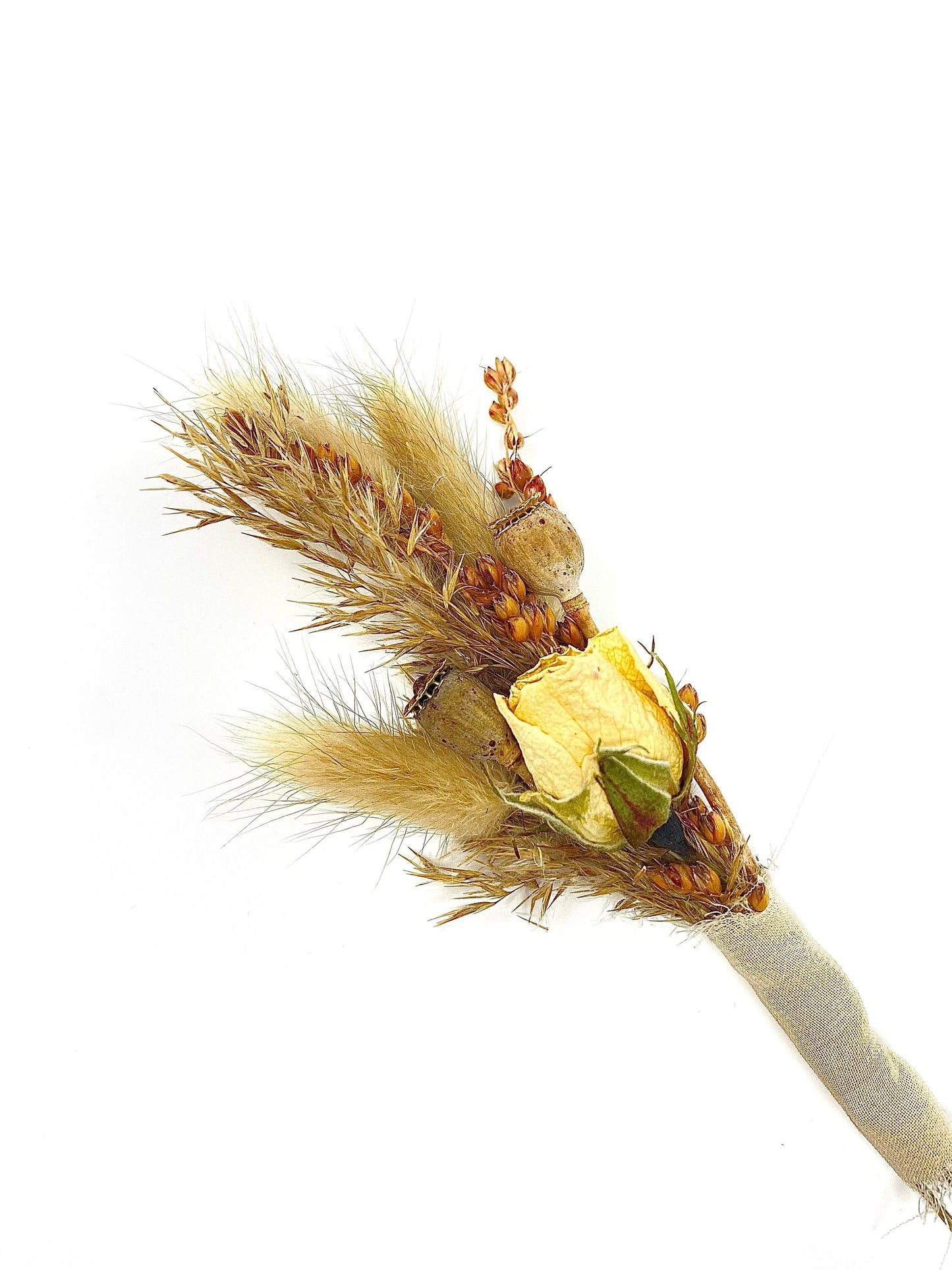 Wedding Boutonniere, Roses, Dried Flowers, Preserved Floral, Prom, Bunny Tails, Wedding, Accessory, Beige and White, Bridal, Groomsman