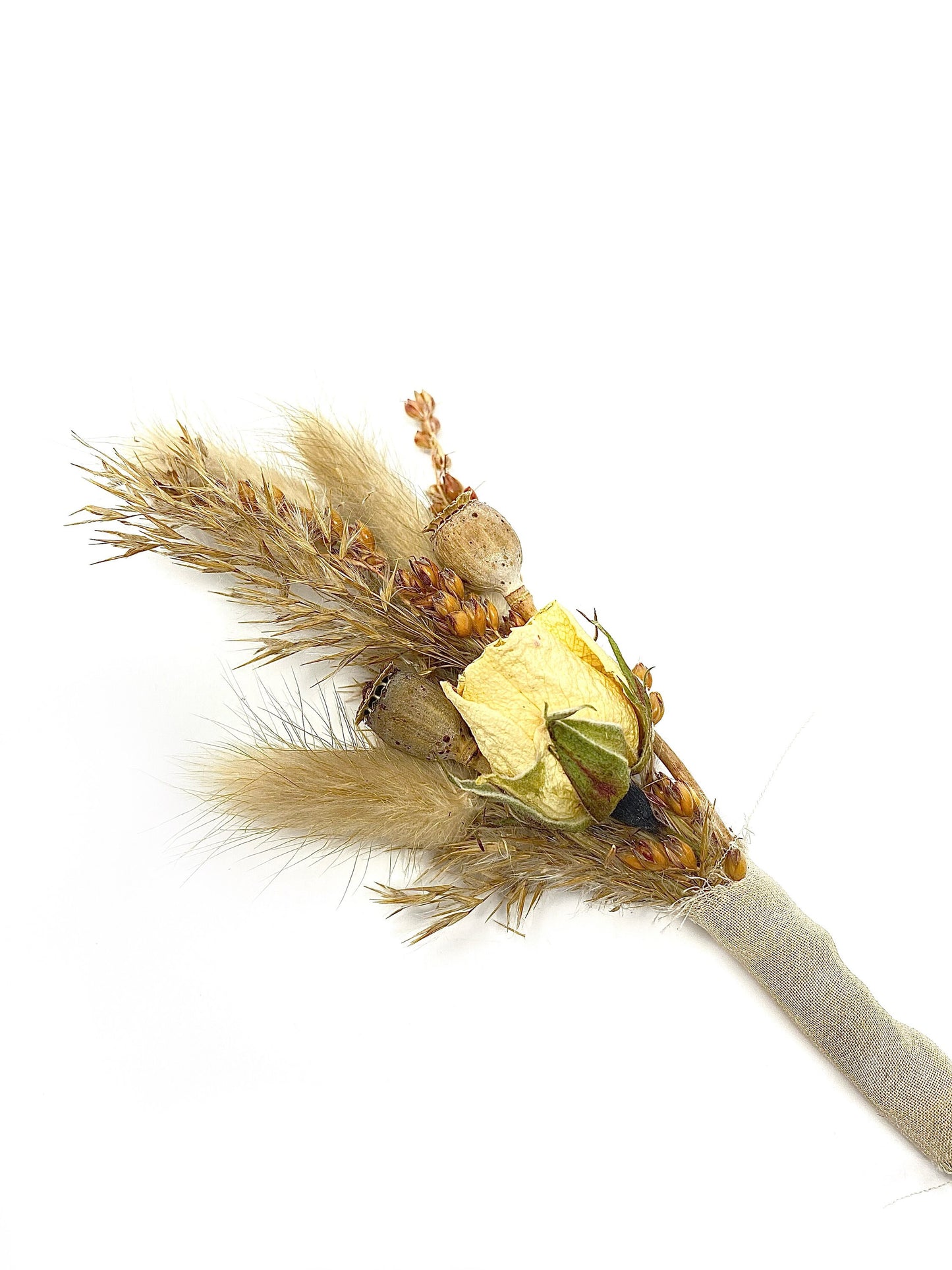Wedding Boutonniere, Roses, Dried Flowers, Preserved Floral, Prom, Bunny Tails, Wedding, Accessory, Beige and White, Bridal, Groomsman
