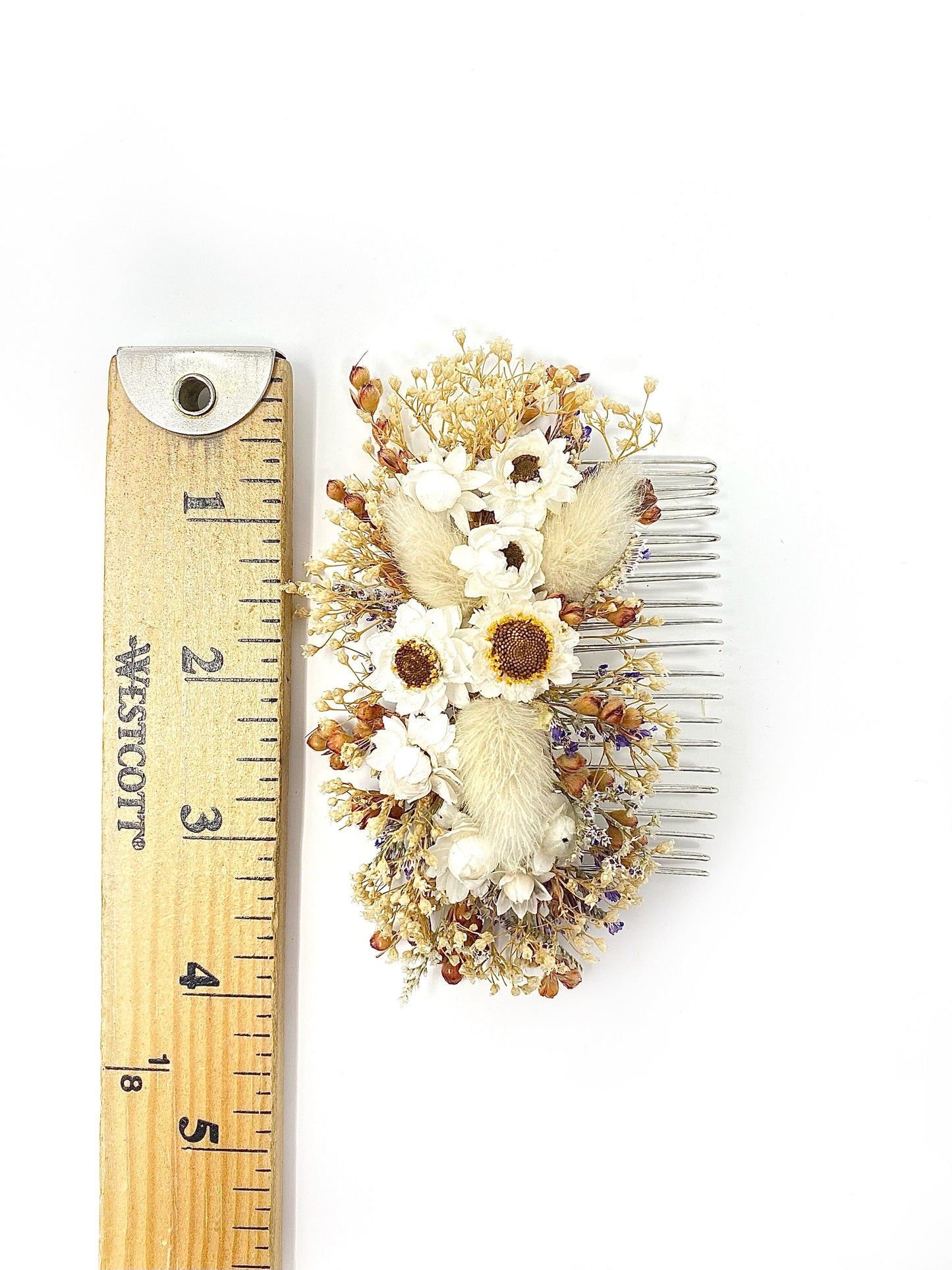 Hair Comb, Dried Flowers, Hair Pins, Bridal, Hair Accessories, Wedding Accessories, Ammobium, Bunny Tails, Preserved Floral, Caspia