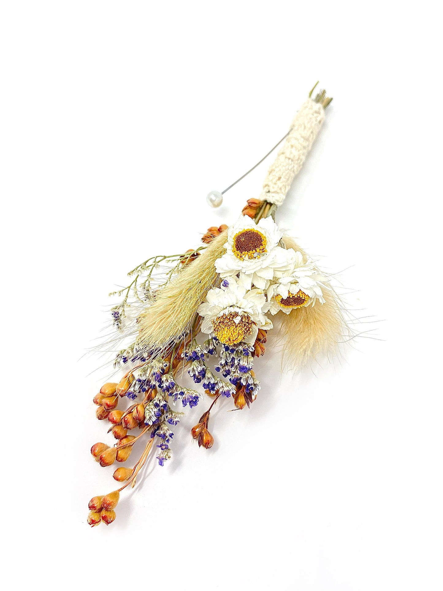 Wedding Boutonniere, Dried Flowers, Preserved Floral, Wedding Accessories, Bunny Tails, Ammobium