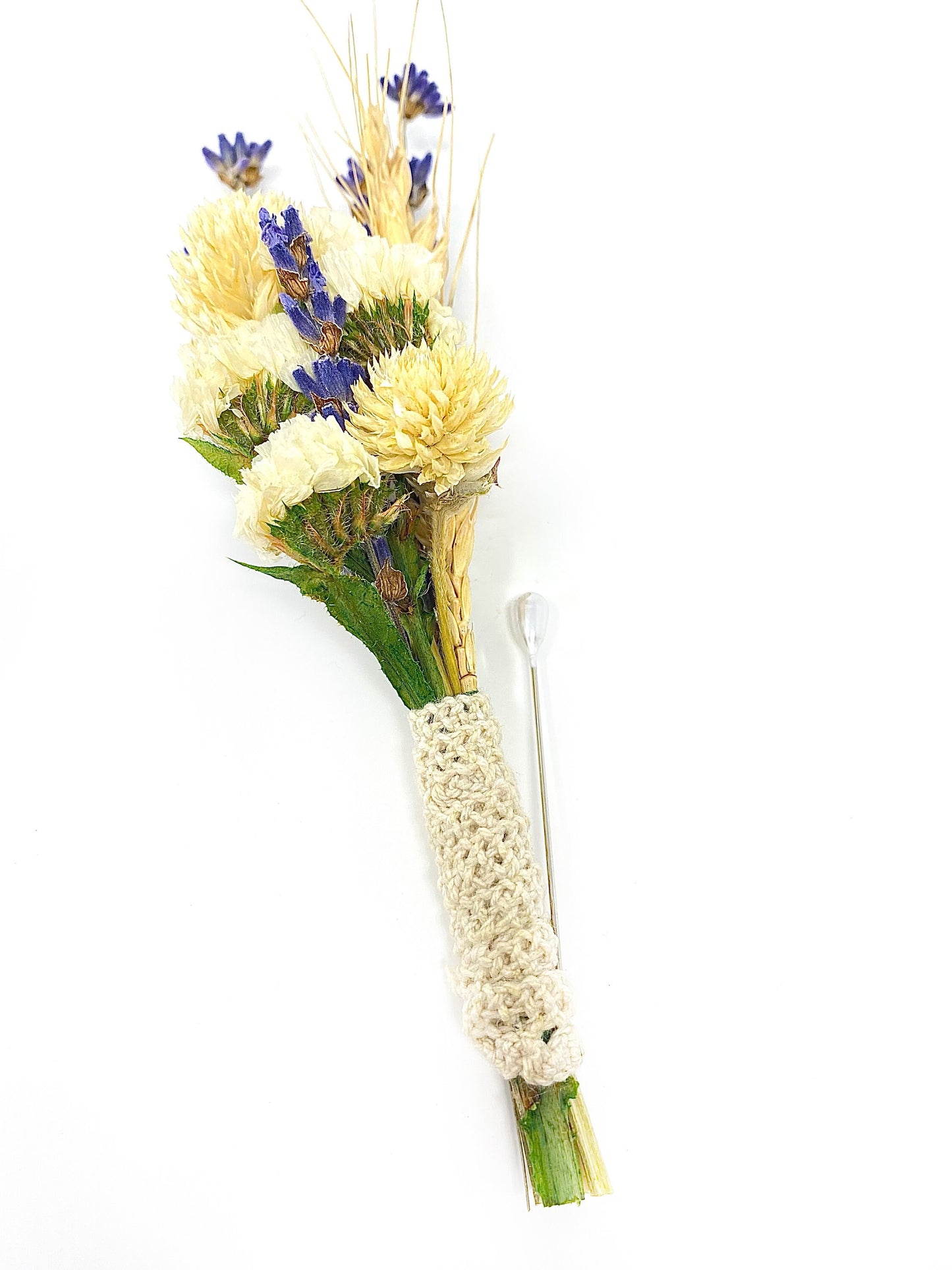 Wedding Boutonniere, Dried Flowers, Preserved Flowers, Bridal Accessories, Lavender, Cream and Purple, Wheat