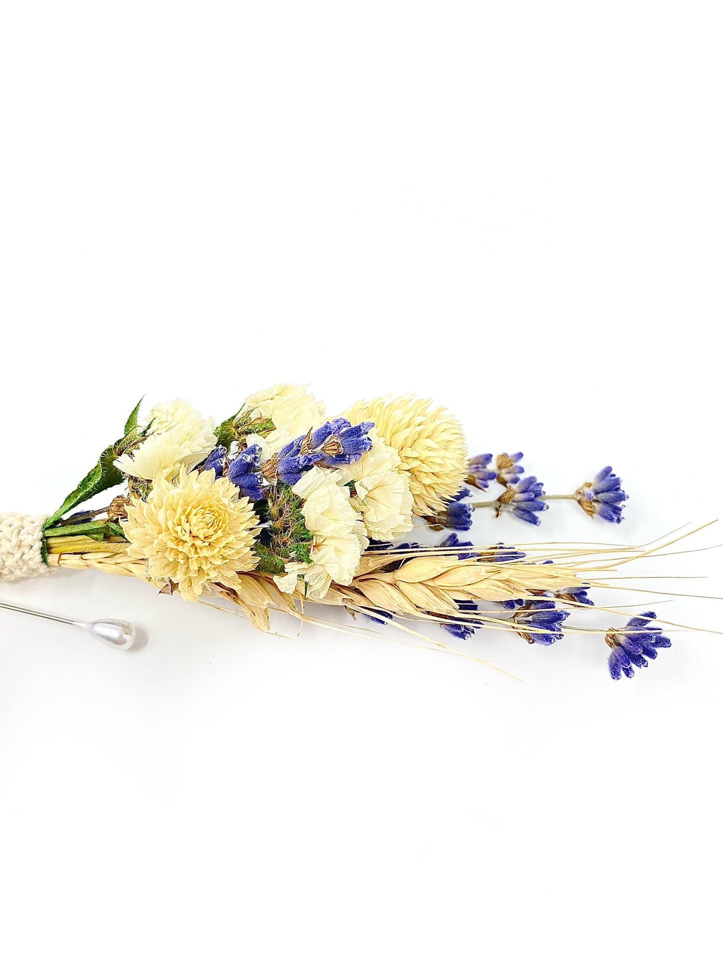 Wedding Boutonniere, Dried Flowers, Preserved Flowers, Bridal Accessories, Lavender, Cream and Purple, Wheat