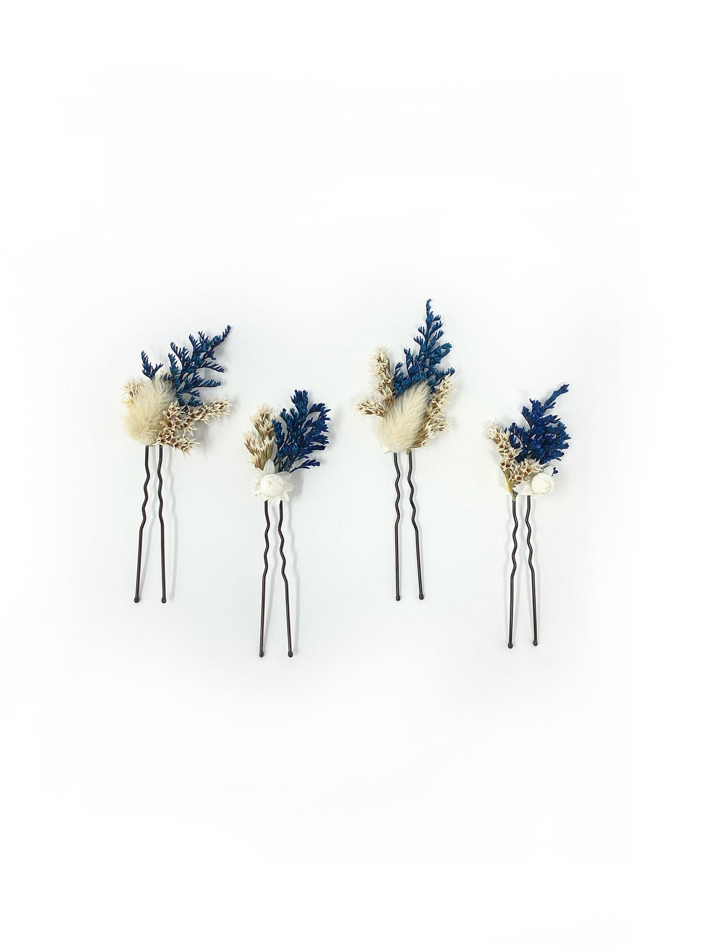 Clear Skies Collection, Wedding Bouquet, Dried Flowers, Winter, Preserved, Bridal, Globe Thistle, Bunny Tails, White, Ribbon, German Statice, Caspia, Blue, Dried