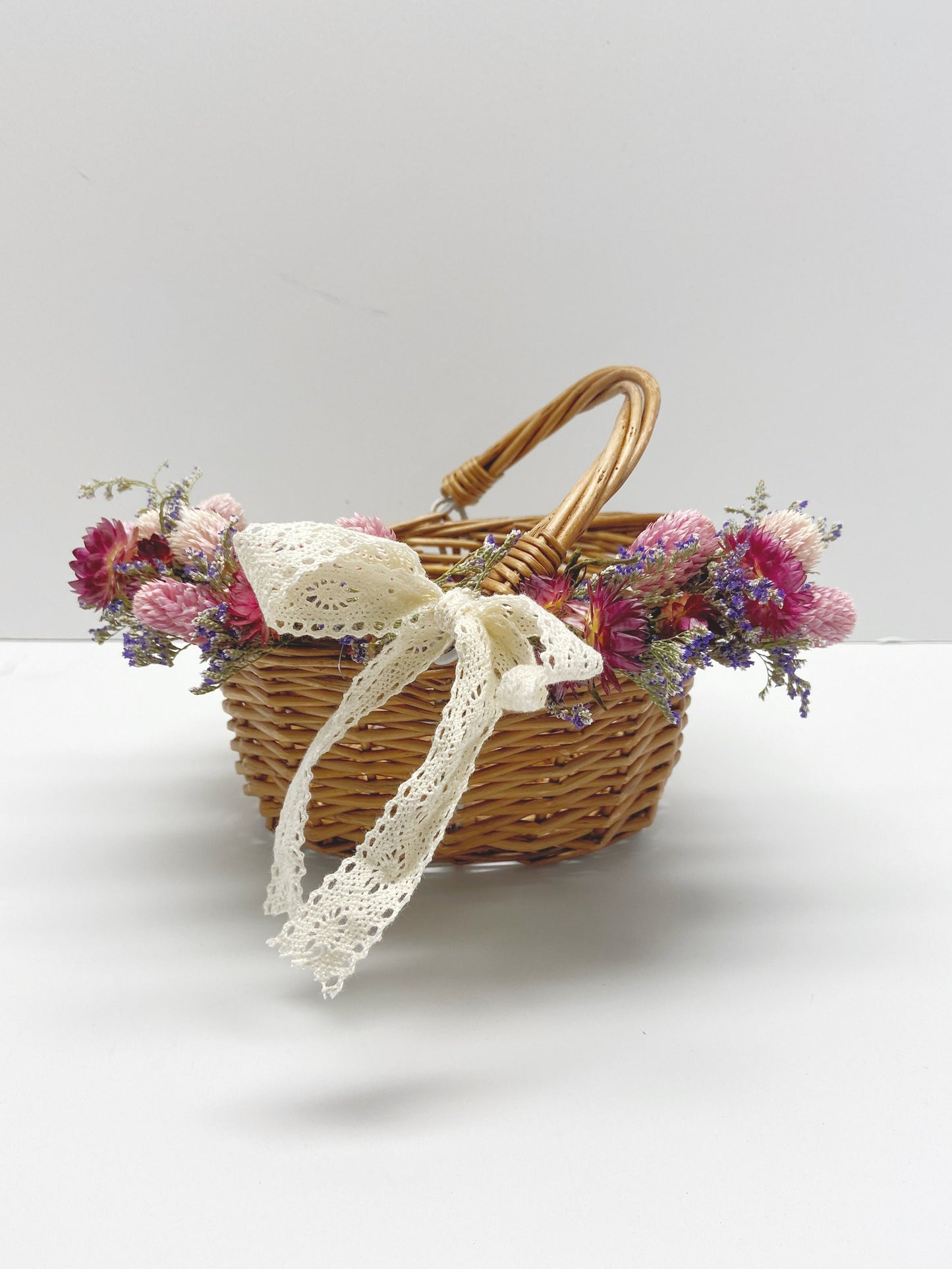 Flower Girl Basket, Wedding Basket, Wooden, Rose Petals, Dried Flowers, Preserved, Aisle Runner, Decorated Basket, Details, Floral, Bridal