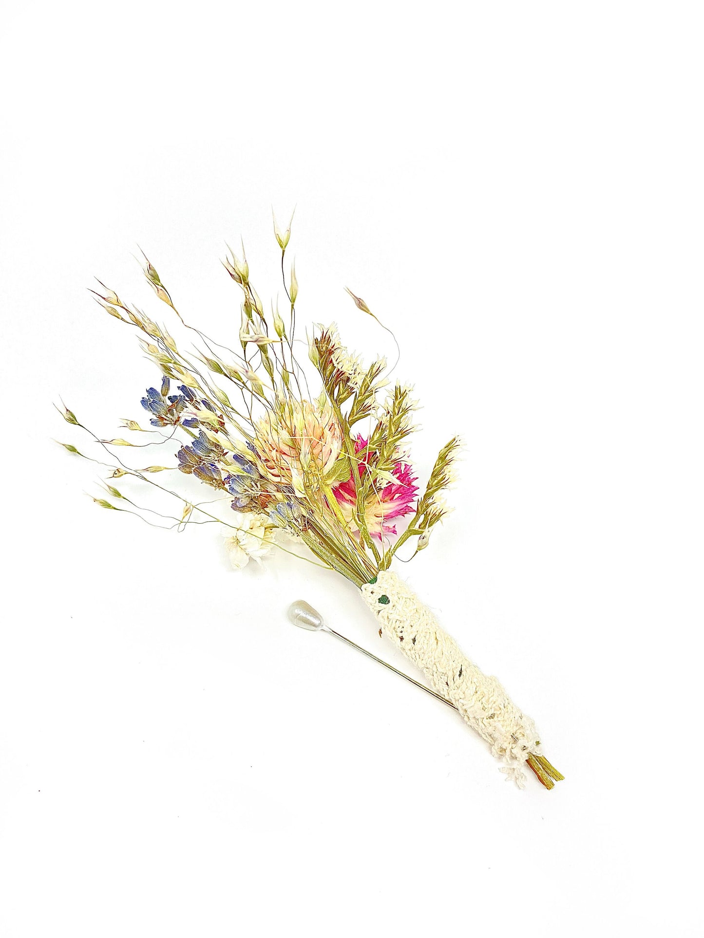 Wedding Boutonniere, Preserved Floral, Dried Flowers, Bridal Accessories, Decor, Lavender, Ammobium, German Statice