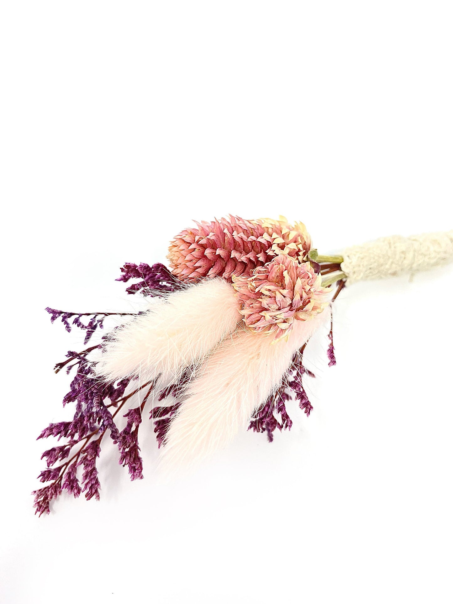 Boutonniere, Wedding Accessories, Dried Flowers, Preserved Floral, Bridal, Decor, Caspia, Bunny Tails, Pink and Purple