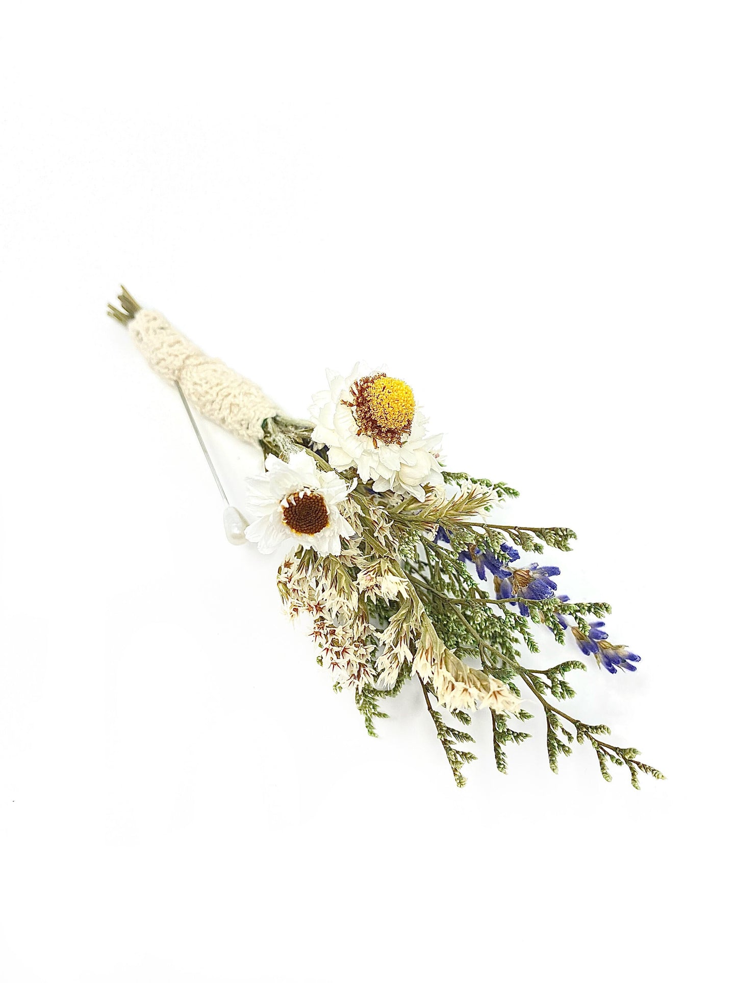 Boutonniere, Dried Flowers, Wedding Accessories, Preserved Floral, Bridal, Lavender, Decor, Ammobium, German Statice
