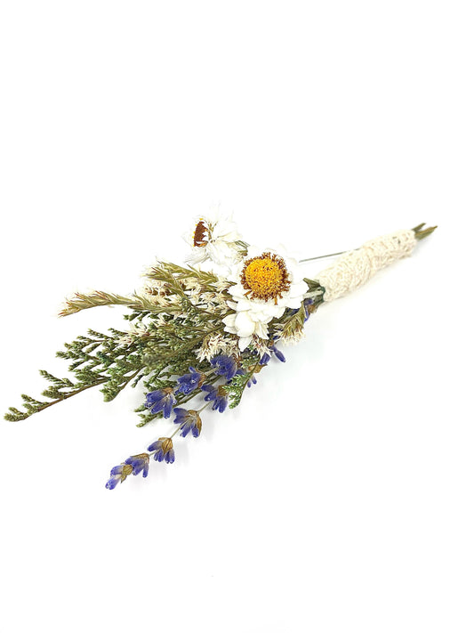 Boutonniere, Dried Flowers, Wedding Accessories, Preserved Floral, Bridal, Lavender, Decor, Ammobium, German Statice