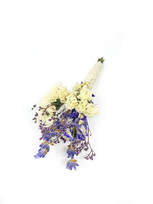Boutonniere, Dried Flowers, Wedding Accessories, Preserved Floral, Bridal, Lavender, Decor, Purple and White,