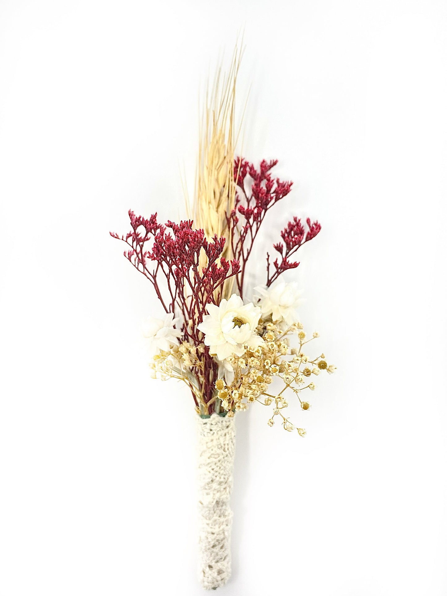 Wedding Boutonniere, Dried Flowers, Bridal Accessories, Preserved Floral, Prom, Ammobium, Red and White, Caspia