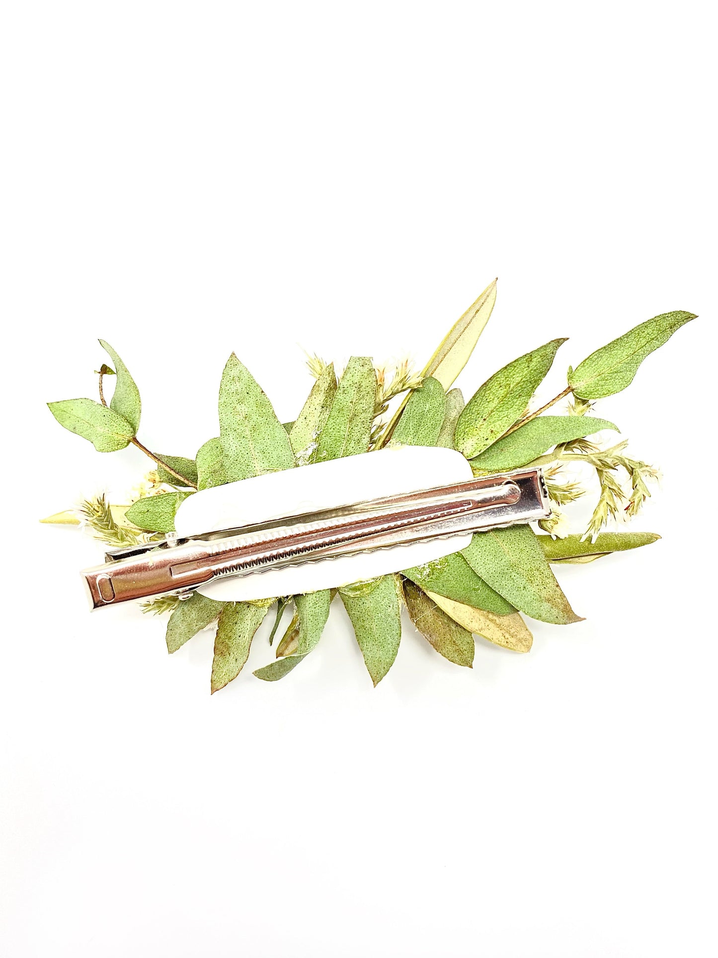 Hair Clip, Dried Flowers, Bridal, Hair Accessories, Wedding Accessories, Greenery, Achillia of Pearl, White and Green