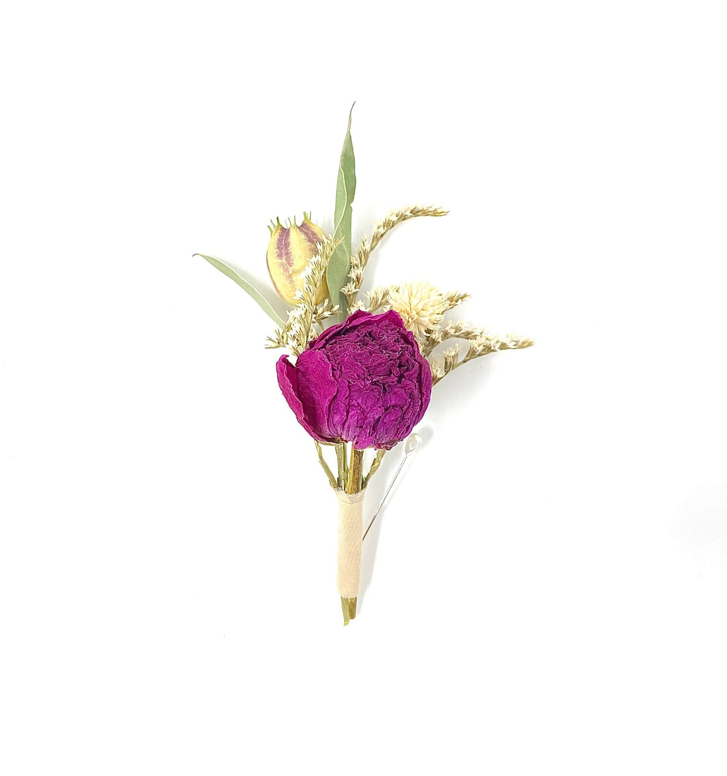 Wedding Bouquet, Peonies, Dried Flowers, Preserved Flowers, Bridal, Nigella, Cream, Purple, German Statice, Ribbon, Summer, Floral, Greenery