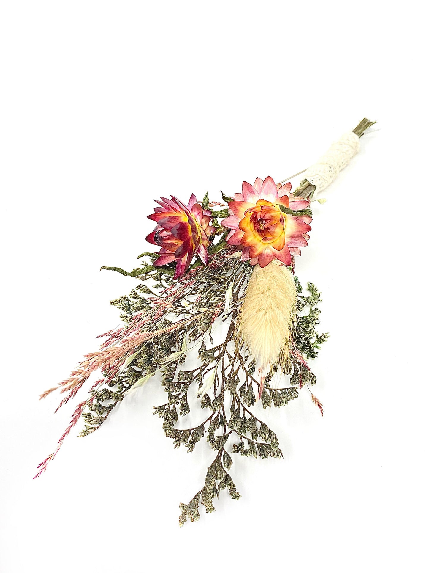 Wedding Boutonniere, Preserved Floral, Dried Flowers, Bridal Accessories, Decor, Strawflowers, Bunny Tails