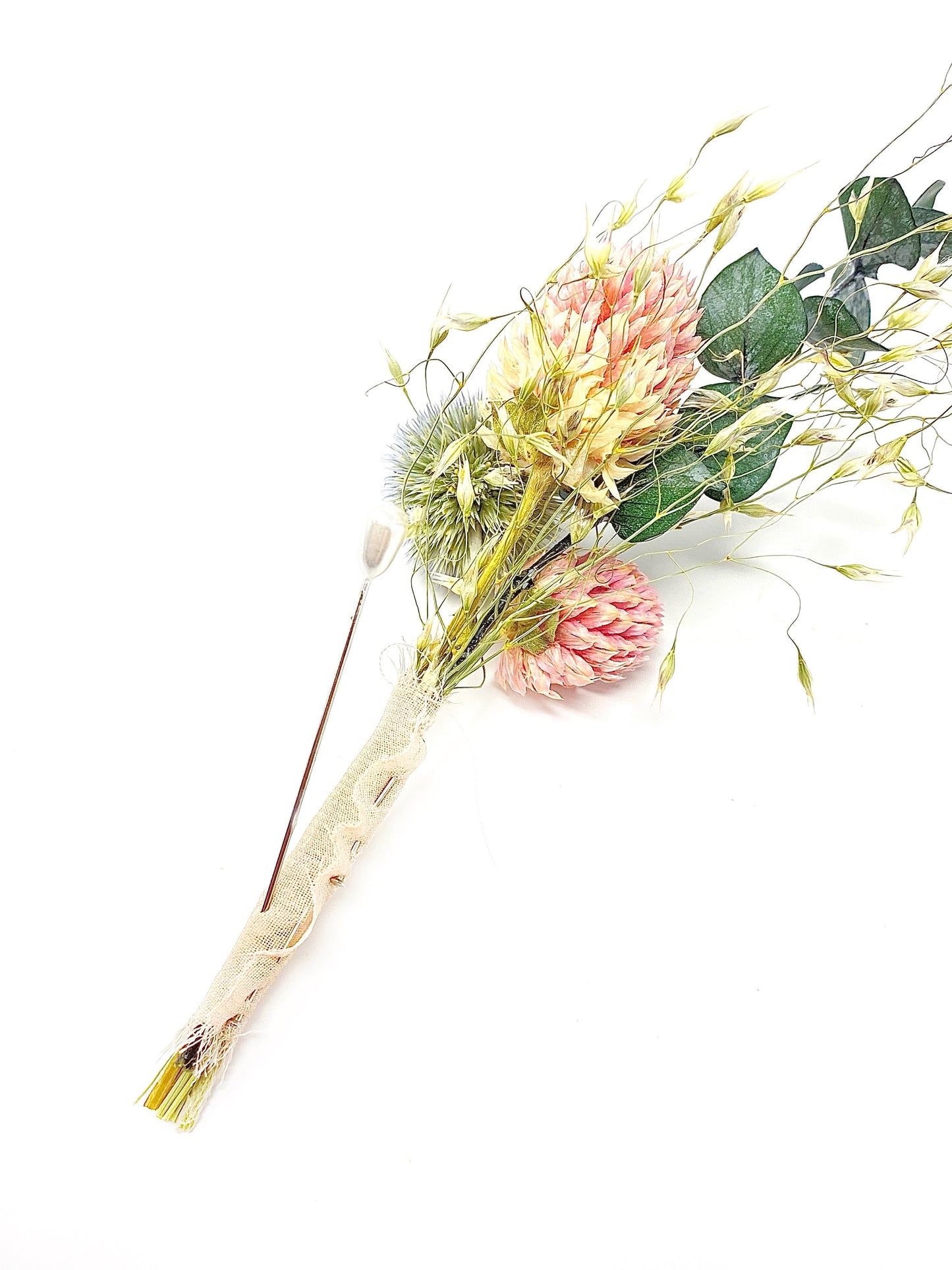 Wedding Boutonniere, Preserved Floral, Dried Flowers, Bridal Accessories, Winter, Decor, Blue and Pink, Eucalyptus, Globe Thistle