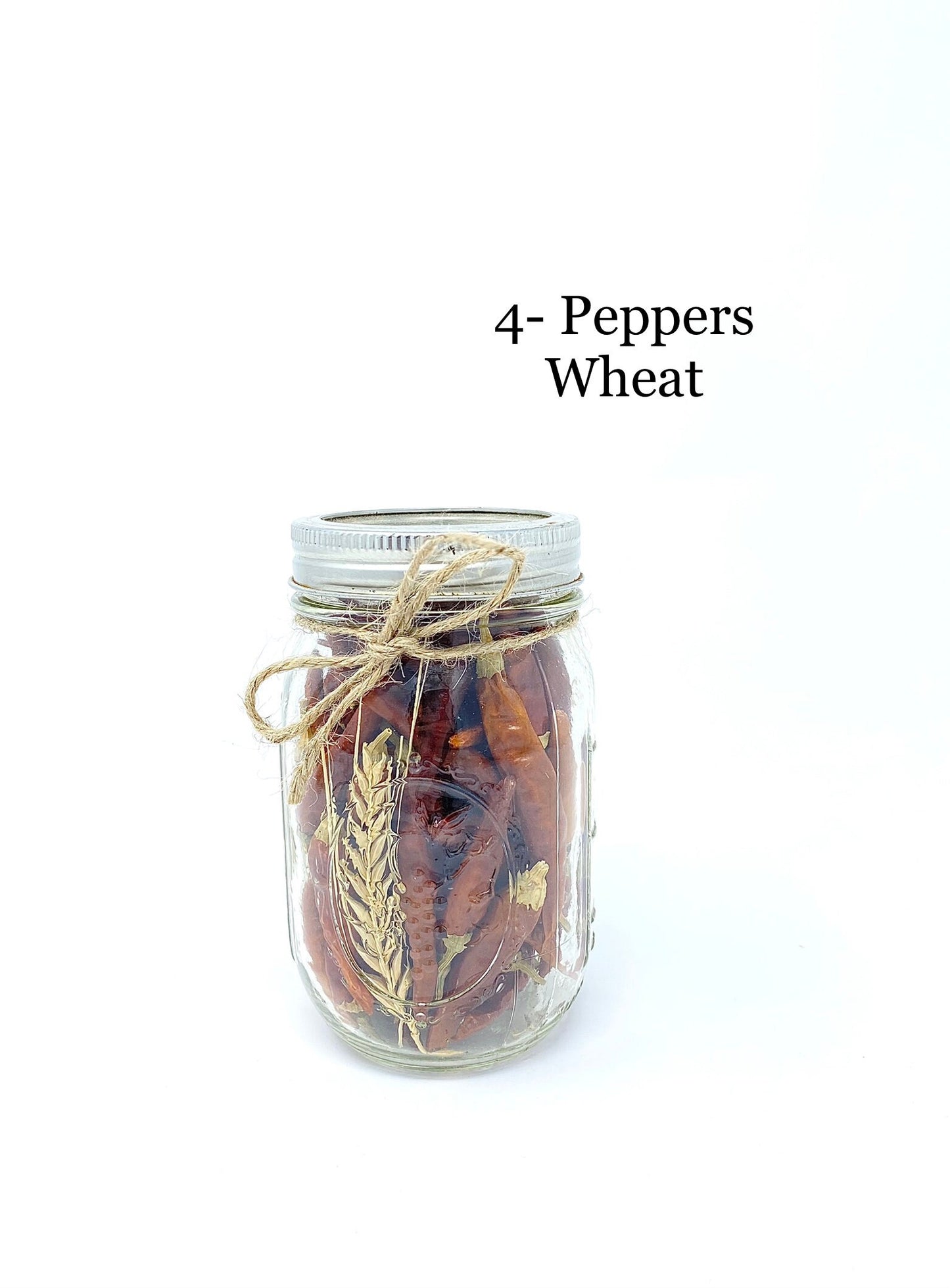 Mason Jars Filled With Dried Flowers, Preserved Floral, Home Decor, Gifts, Globe Amaranth, Pink Blue Red Flowers, Wheat, Peppers