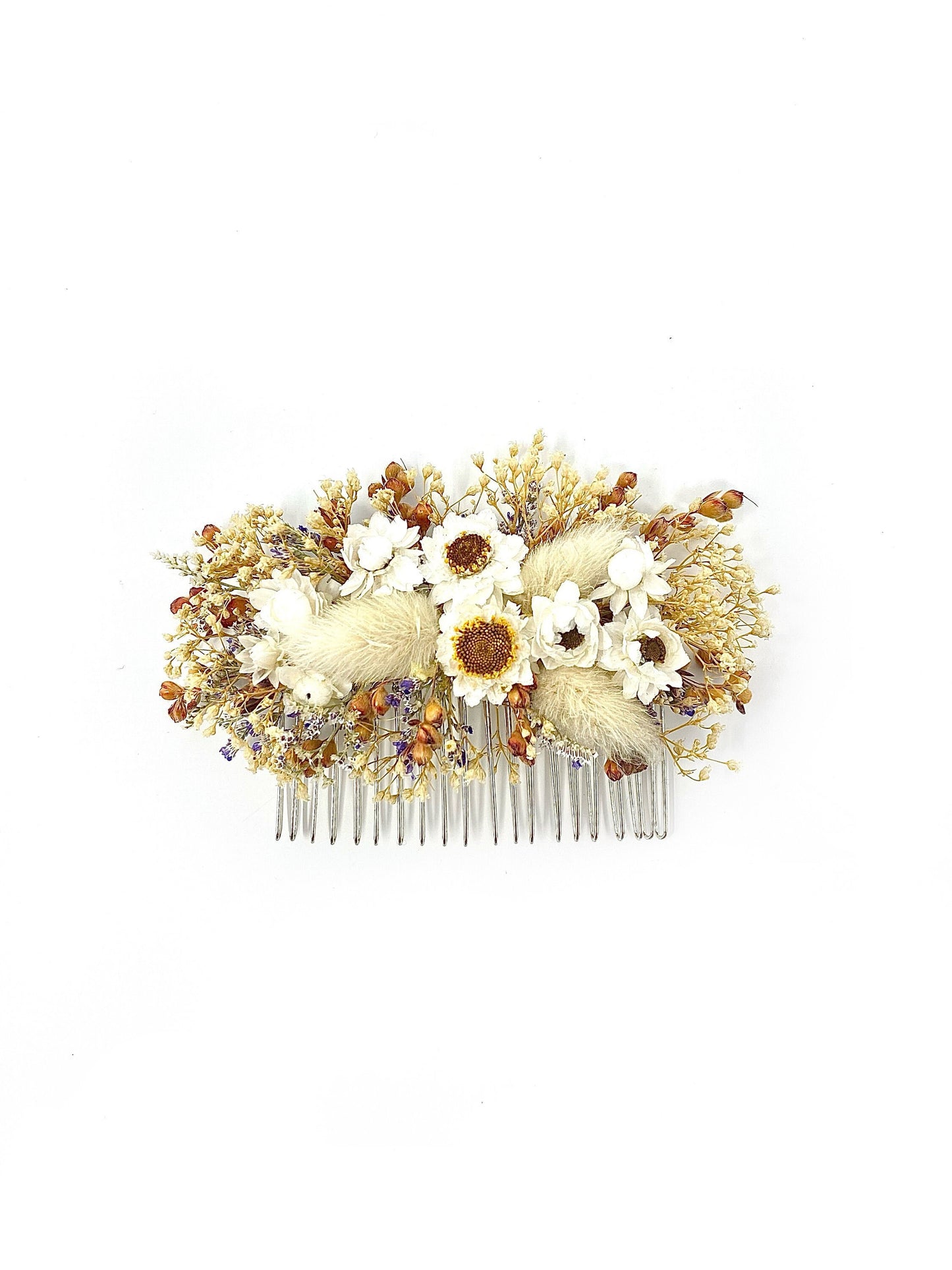 Hair Comb, Dried Flowers, Hair Pins, Bridal, Hair Accessories, Wedding Accessories, Ammobium, Bunny Tails, Preserved Floral, Caspia