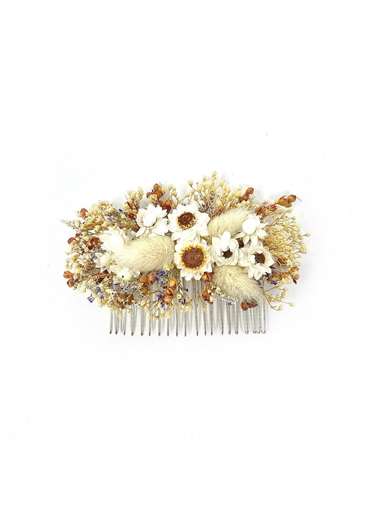Hair Comb, Dried Flowers, Hair Pins, Bridal, Hair Accessories, Wedding Accessories, Ammobium, Bunny Tails, Preserved Floral, Caspia