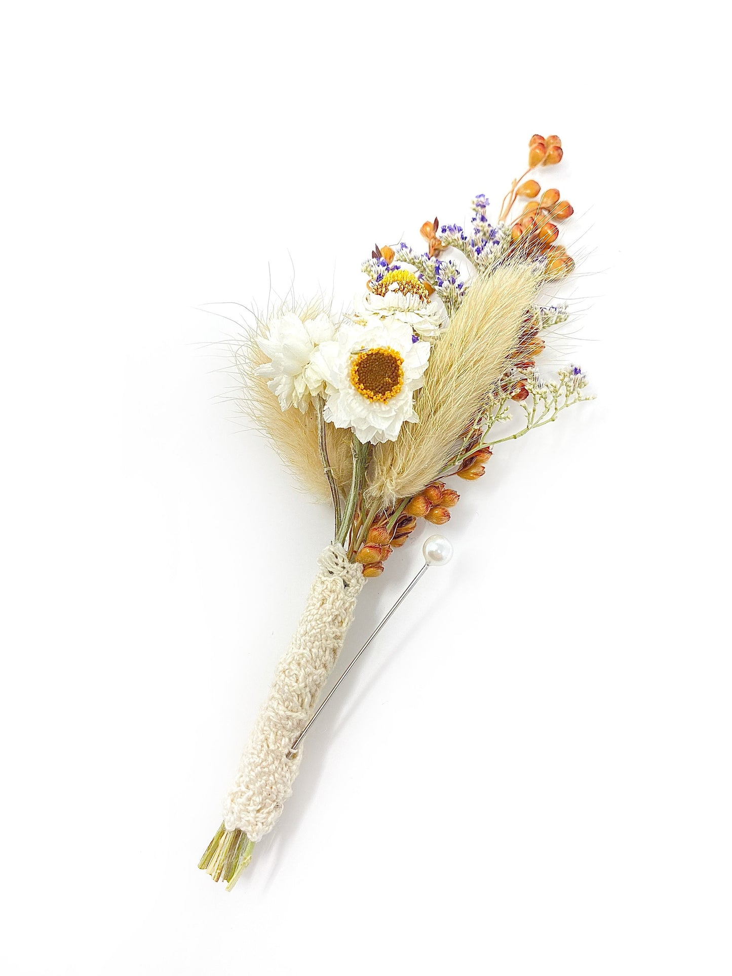 Wedding Boutonniere, Dried Flowers, Preserved Floral, Wedding Accessories, Bunny Tails, Ammobium