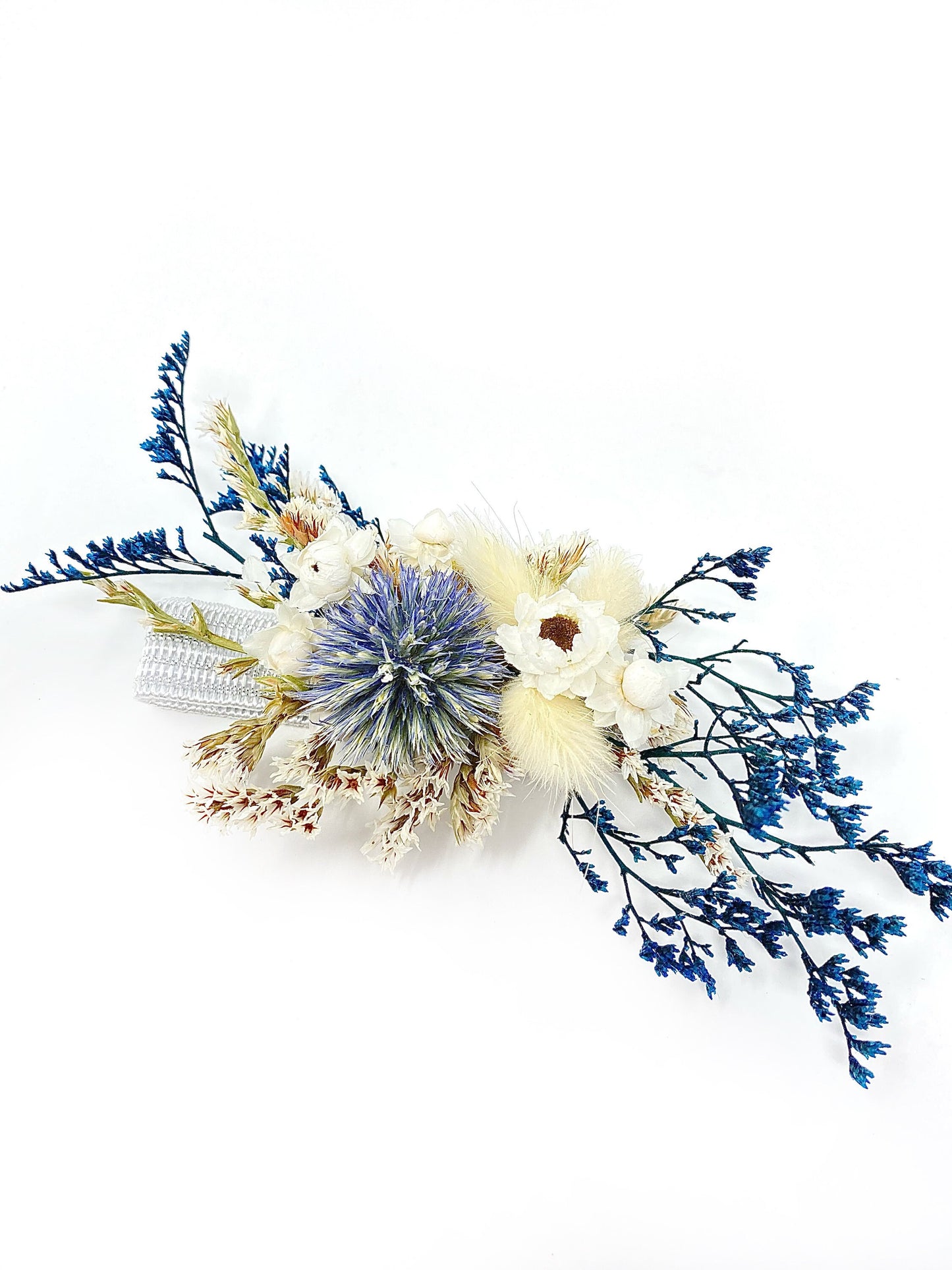 Corsage, Wedding Accessories, Dried Flowers, Preserved Floral, Blue and White, Globe Thistle, Hand Decor, Ammobium, Caspia