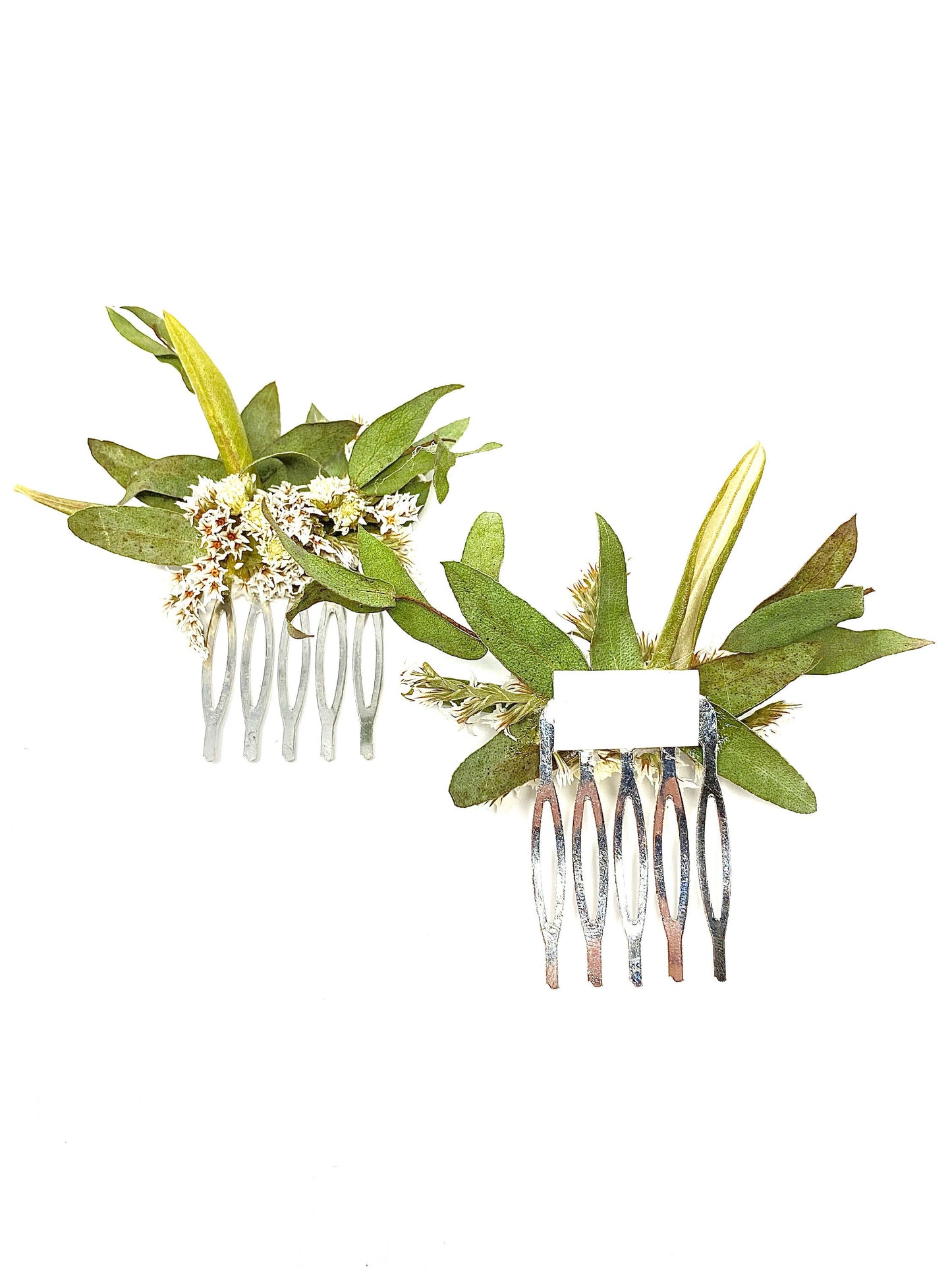 Mini Hair Combs, Wedding Accessories, Dried Flowers, Preserved Floral, Hair Accessories, Greenery, German Statice, Bridal, Achillea of Pearl