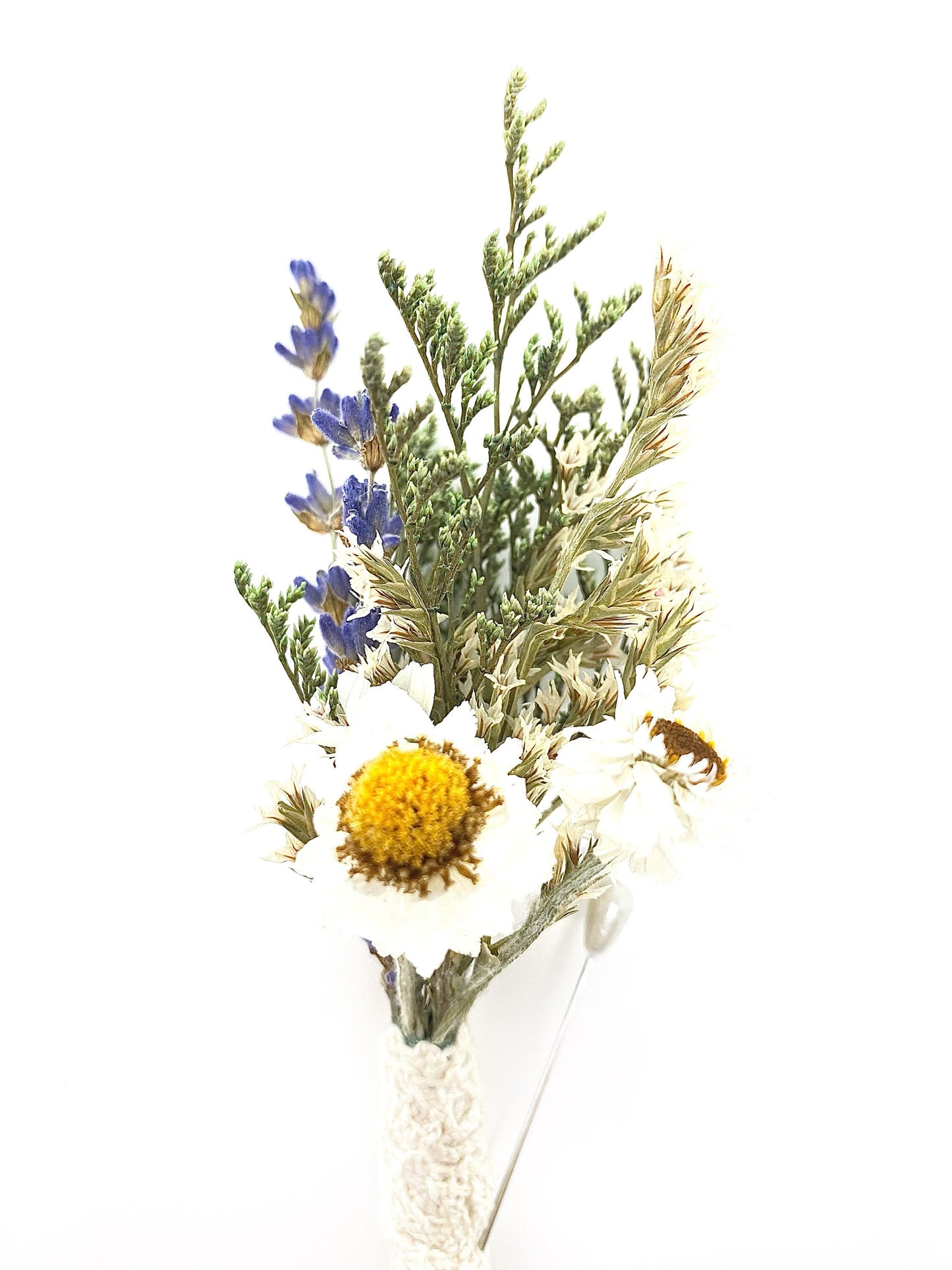 Boutonniere, Dried Flowers, Wedding Accessories, Preserved Floral, Bridal, Lavender, Decor, Ammobium, German Statice