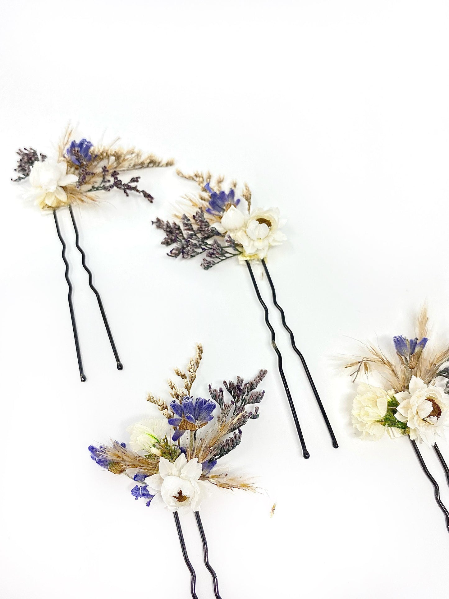 Wedding Hair Pins, Dried Flowers, Preserved Floral, Bridal Accessories, Purple and White, Lavender