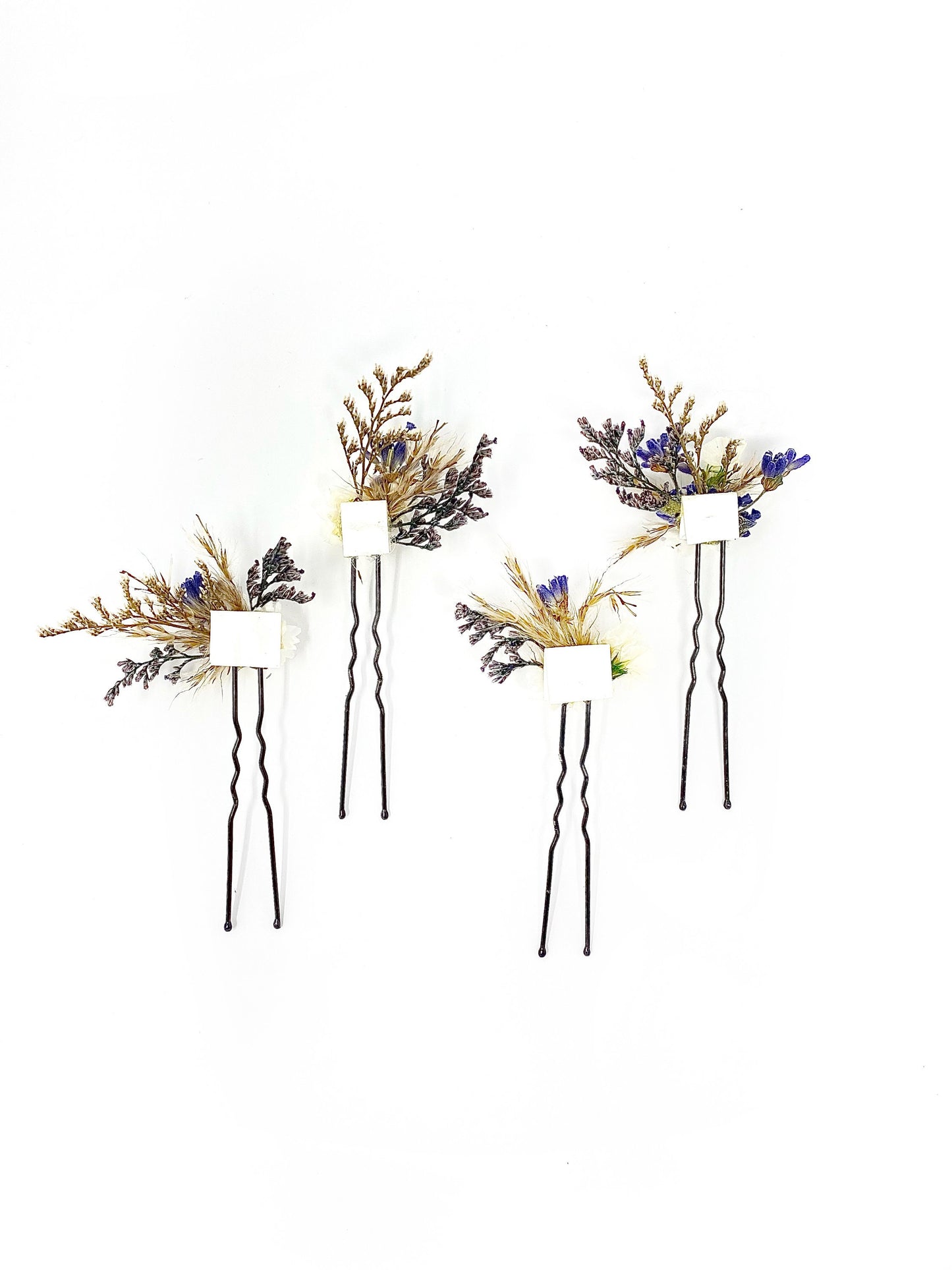 Wedding Hair Pins, Dried Flowers, Preserved Floral, Bridal Accessories, Purple and White, Lavender