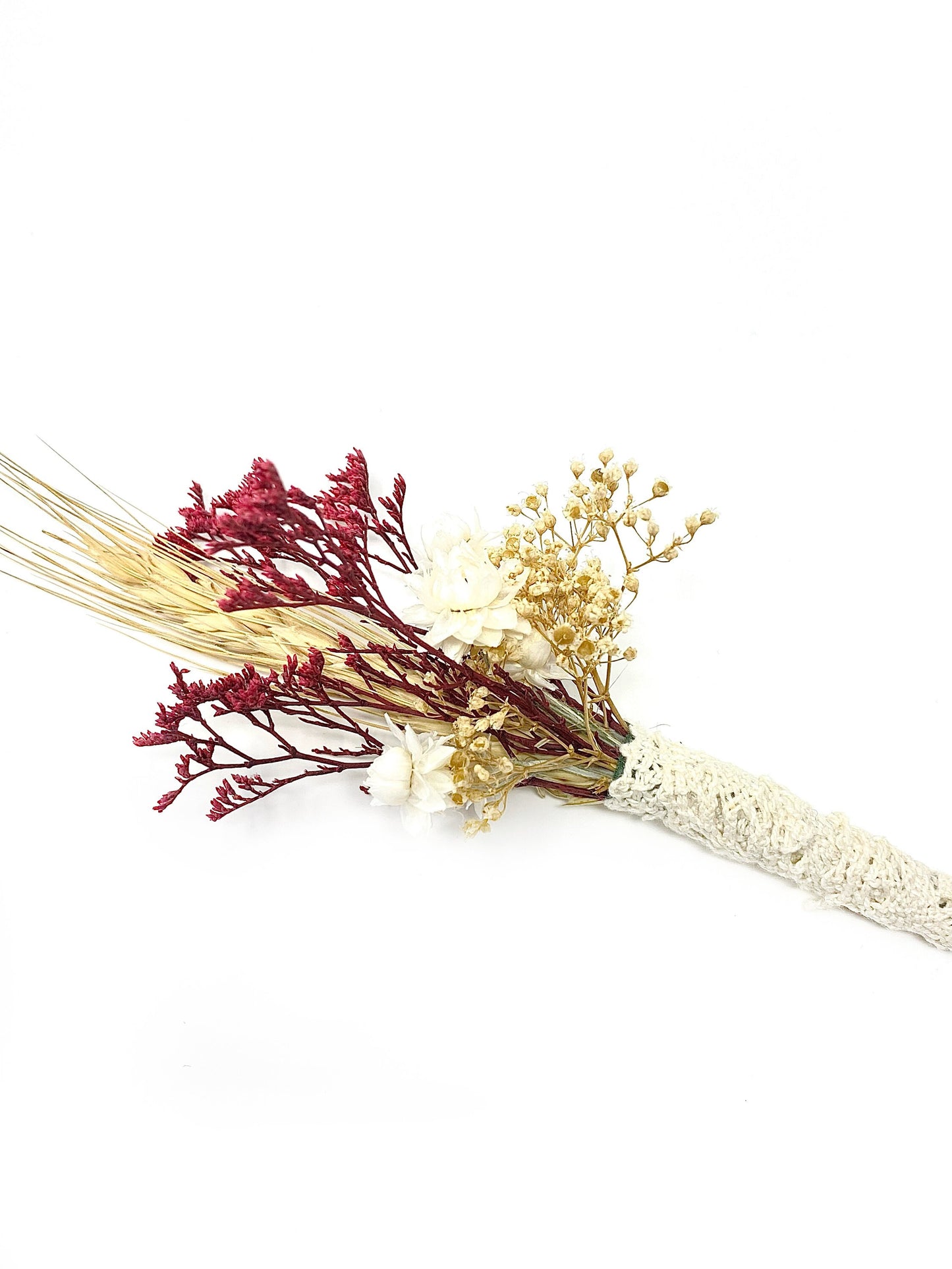 Wedding Boutonniere, Dried Flowers, Bridal Accessories, Preserved Floral, Prom, Ammobium, Red and White, Caspia