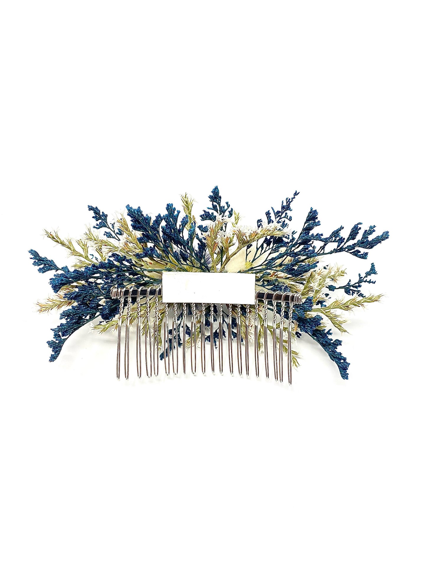 Hair Comb, Dried flowers, preserved flowers, floral comb, hair clip, hair accessories, wedding accessory, bunny tails, globe thistles, White