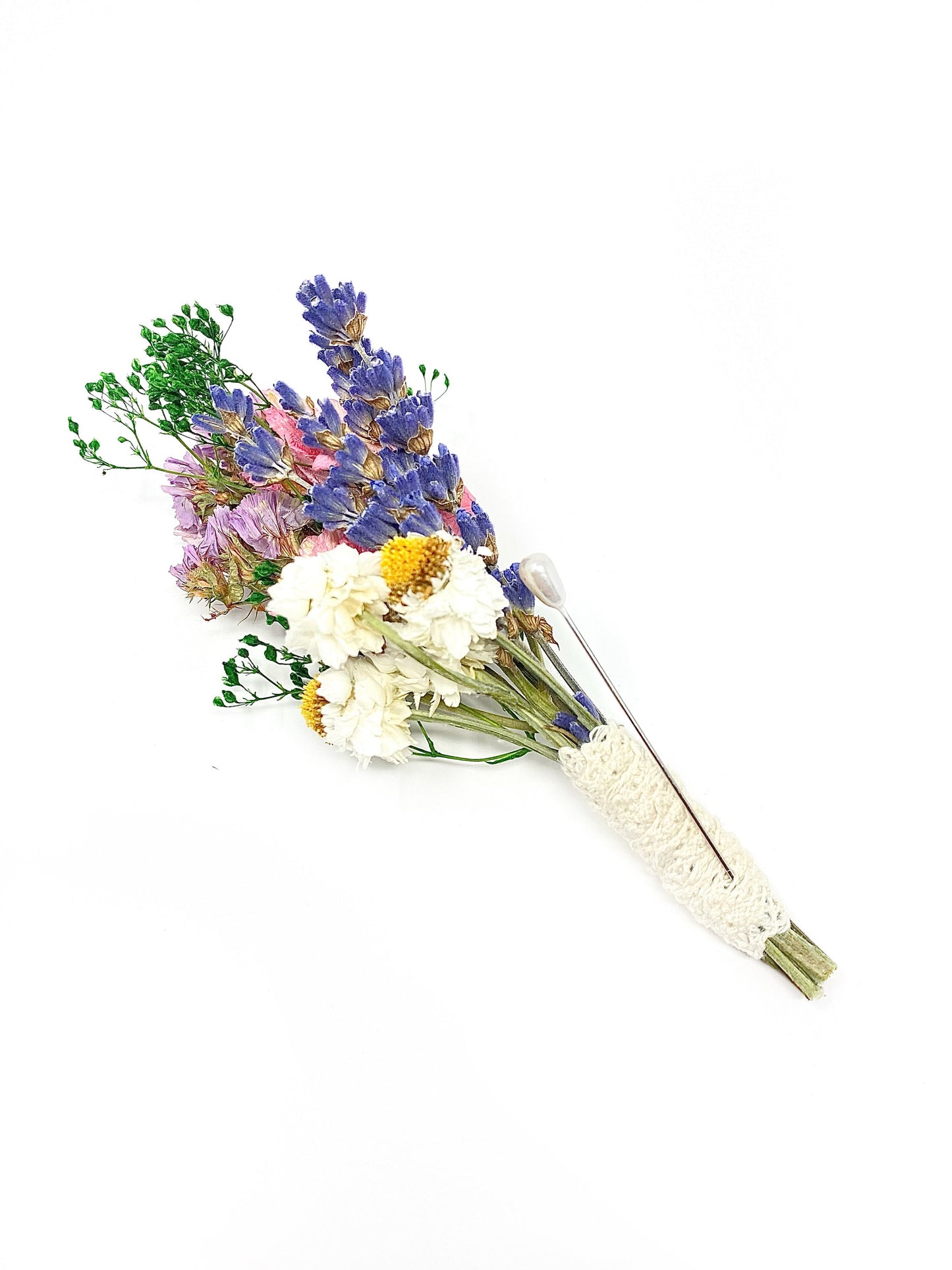 Boutonniere, Dried Flowers, Wedding Accessories, Preserved Floral, Bridal, Lavender, Decor, Purple and Pink, Ammobium