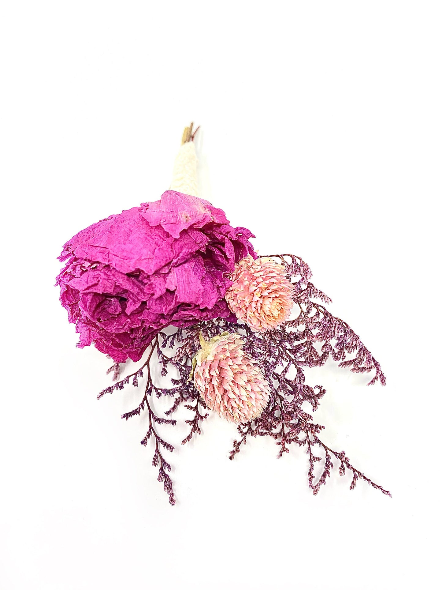 Wedding Boutonniere, Dried Flowers, Preserved Floral, Peony, Decor, Bridal Accessories, Pink and Purple