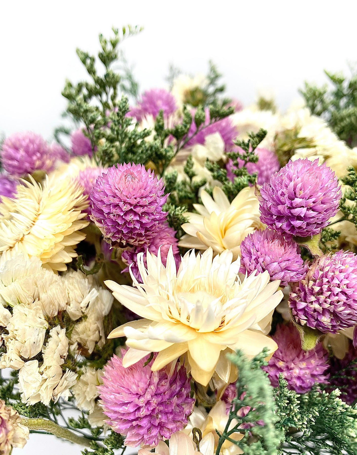 Pink Bouquet, Preserved Flowers, Dried Floral, Wedding, Spring, Strawflowers, Natural, Floral, Colorful, Bridesmaid, Pink and White