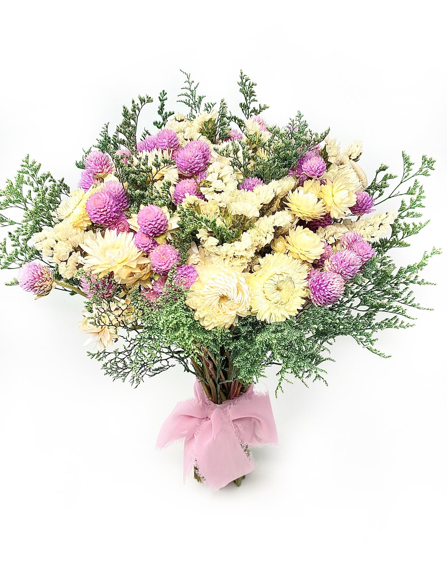 Pink Bouquet, Preserved Flowers, Dried Floral, Wedding, Spring, Strawflowers, Natural, Floral, Colorful, Bridesmaid, Pink and White