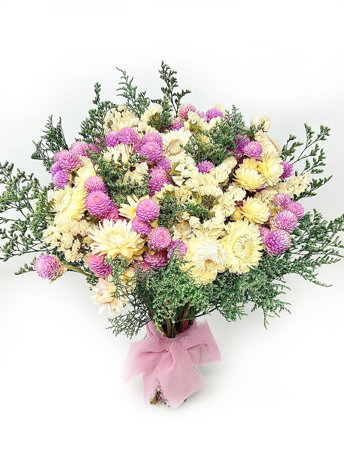 Pink Bouquet, Preserved Flowers, Dried Floral, Wedding, Spring, Strawflowers, Natural, Floral, Colorful, Bridesmaid, Pink and White