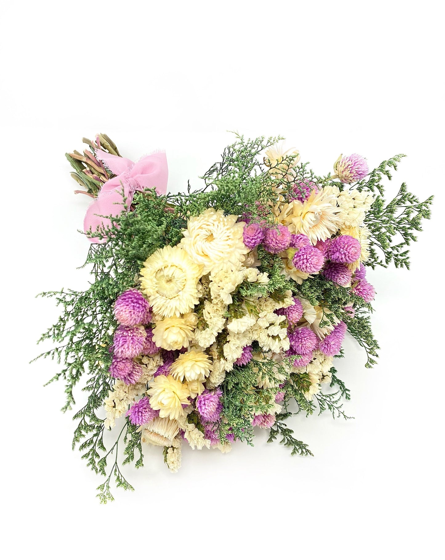 Pink Bouquet, Preserved Flowers, Dried Floral, Wedding, Spring, Strawflowers, Natural, Floral, Colorful, Bridesmaid, Pink and White