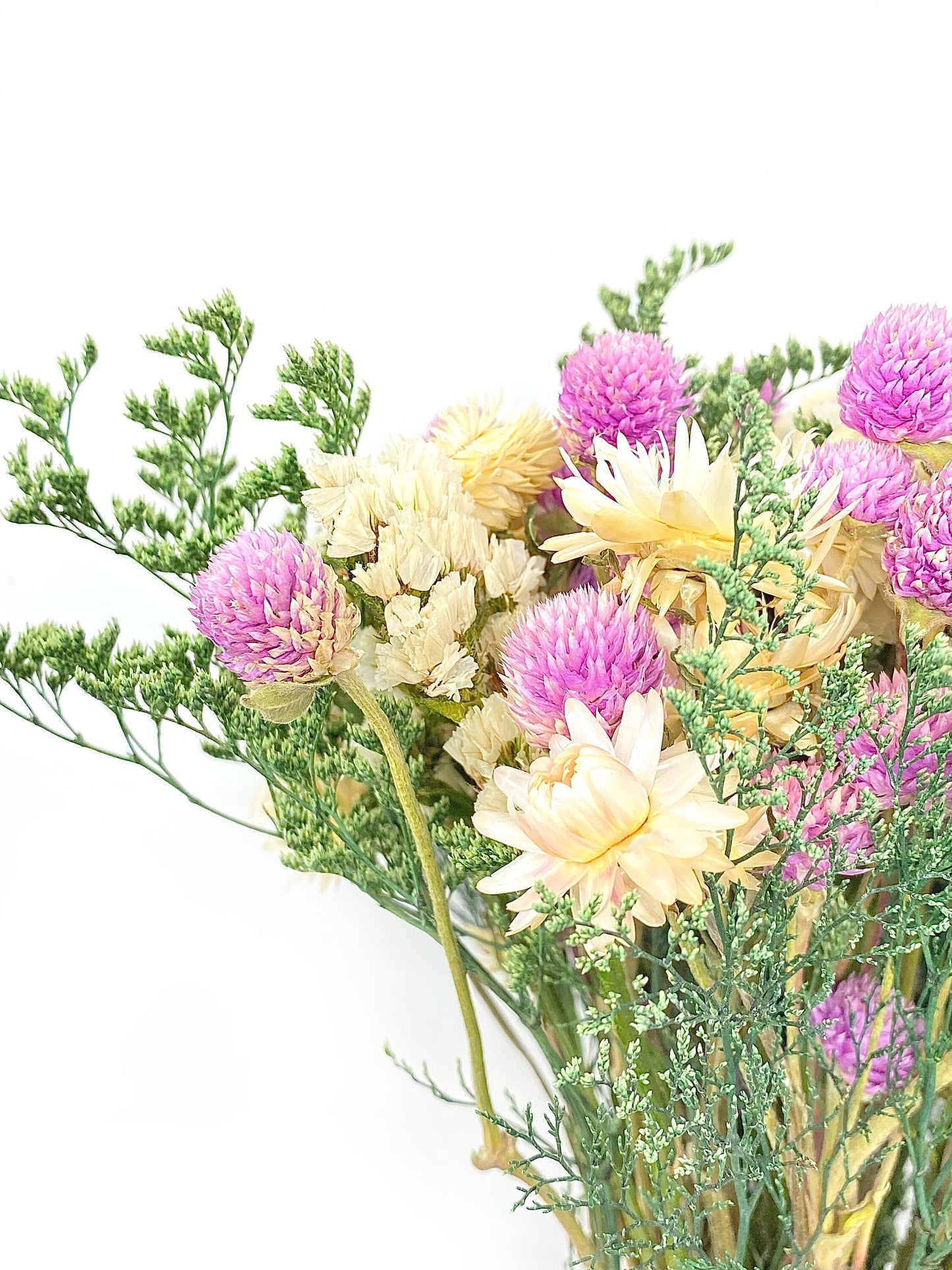Pink Bouquet, Preserved Flowers, Dried Floral, Wedding, Spring, Strawflowers, Natural, Floral, Colorful, Bridesmaid, Pink and White