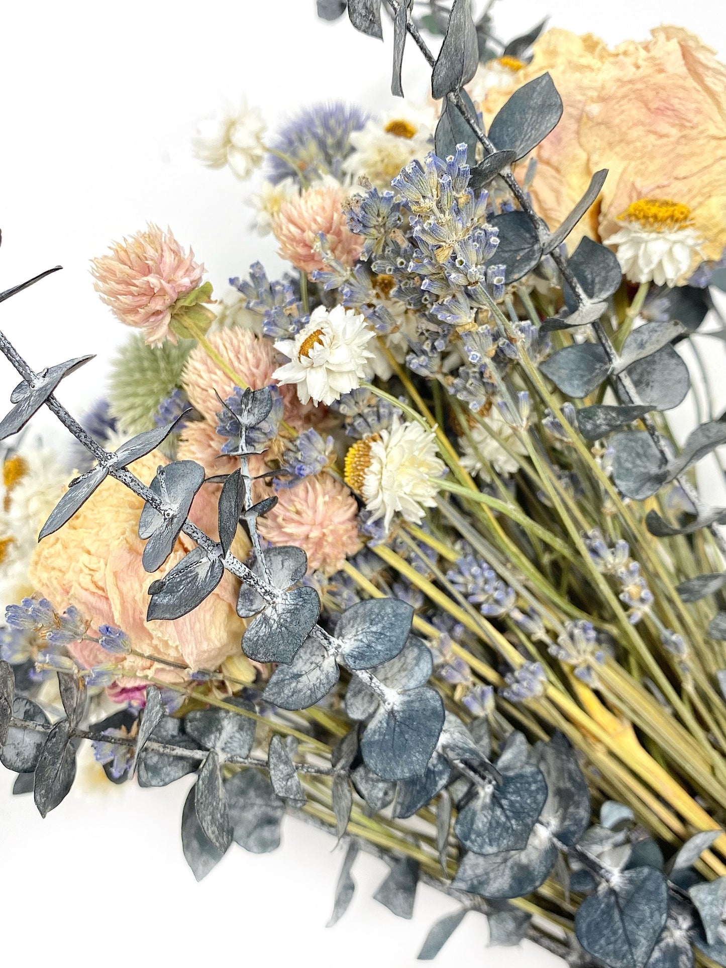 Summer Bouquet, Dusty Blue, Dried Wedding Bouquet, Peonies, Floral, Globe Thistle, Eucalyptus, Bridal, Nigella, Preserved Flowers, Lavender
