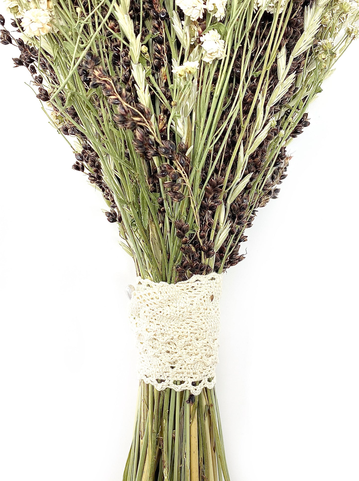 Wedding Bouquet, Dried Flowers, Preserved, Bridal, Cream, White Peony, Achillea of Pearl, Arrow Grass, Black Sorghum, Cream