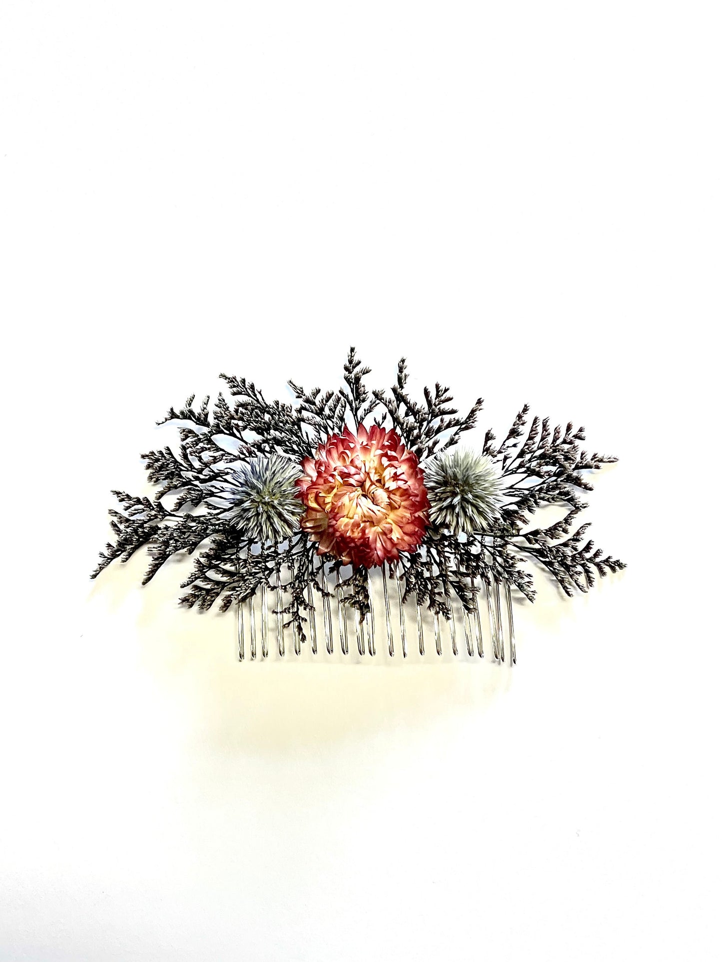 Hair Comb, Orange Dried Flowers, Preserved Flowers, Floral Comb, Hair Clip, Hair Accessories, Wedding Accessory, Simple, Wedding Corsage,